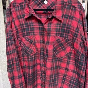 Maurices Red and Black Checkered Shirt
